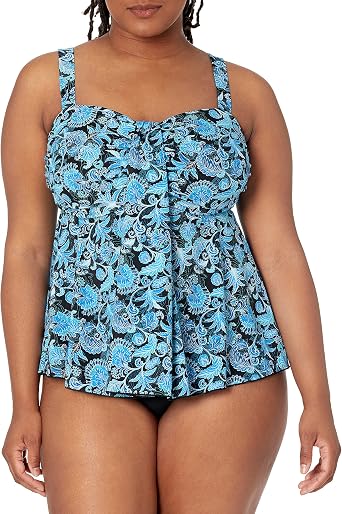 UFIT Fit 4 U Women's Bliss Waterfall Top Tankini, Blue, 28 Plus :  Amazon.co.uk: Fashion