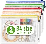 10 Pack Large Mesh Zipper Pouch B4 (12x15in) Mesh Bags with Zipper for Organizing Board Game Puzzle - School Teacher Classroom Organization Zip Storage Bags - Plastic Zippered Pouches Zippered Pouches