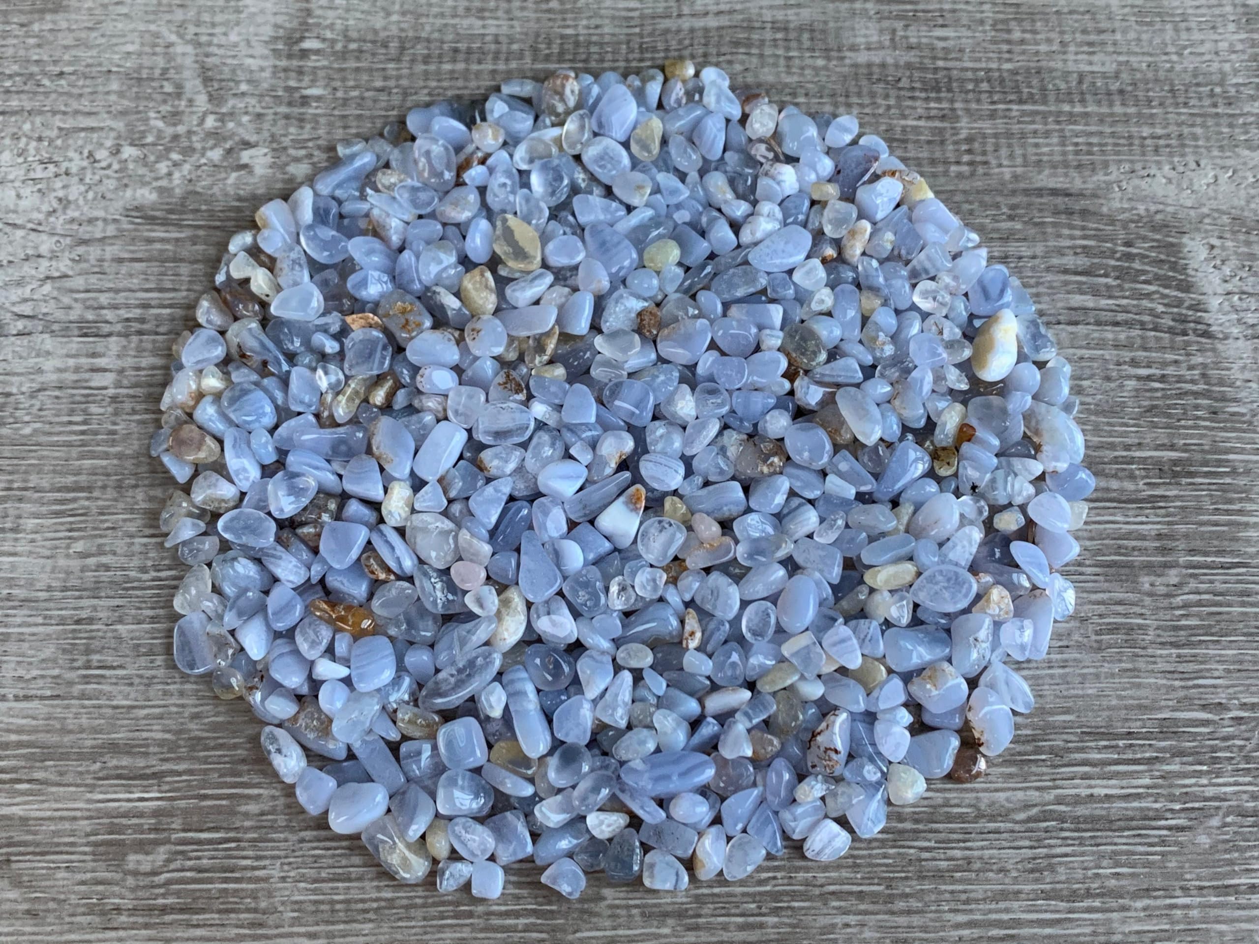 2 oz Lot Natural Blue Lace Agate Semi Tumbled Gemstone Chips, Crushed Mini Crystals, Undrilled Crystal Chips (Blue Lace Agate)