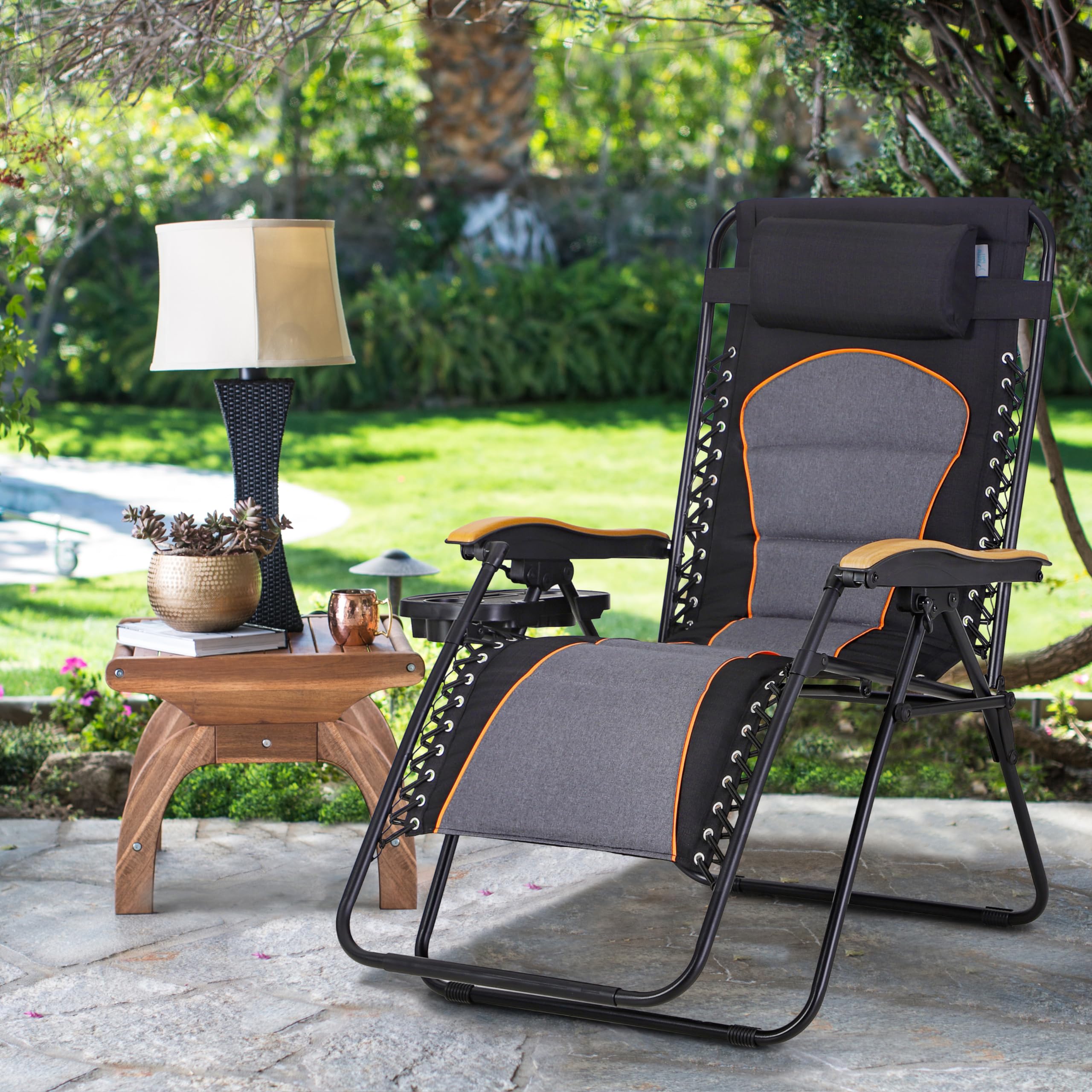 Padded Camping Chairs: MAISON ARTS Oversized Padded Zero Gravity Chair