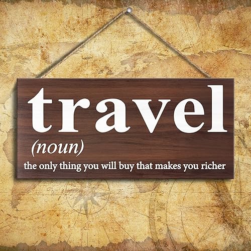 Miniatura 3 de JennyGems Letrero de viaje, The Only Thing You Will Buy That Make You Richer, decoración de regalos de viaje y colgar en la pared, fabricado en