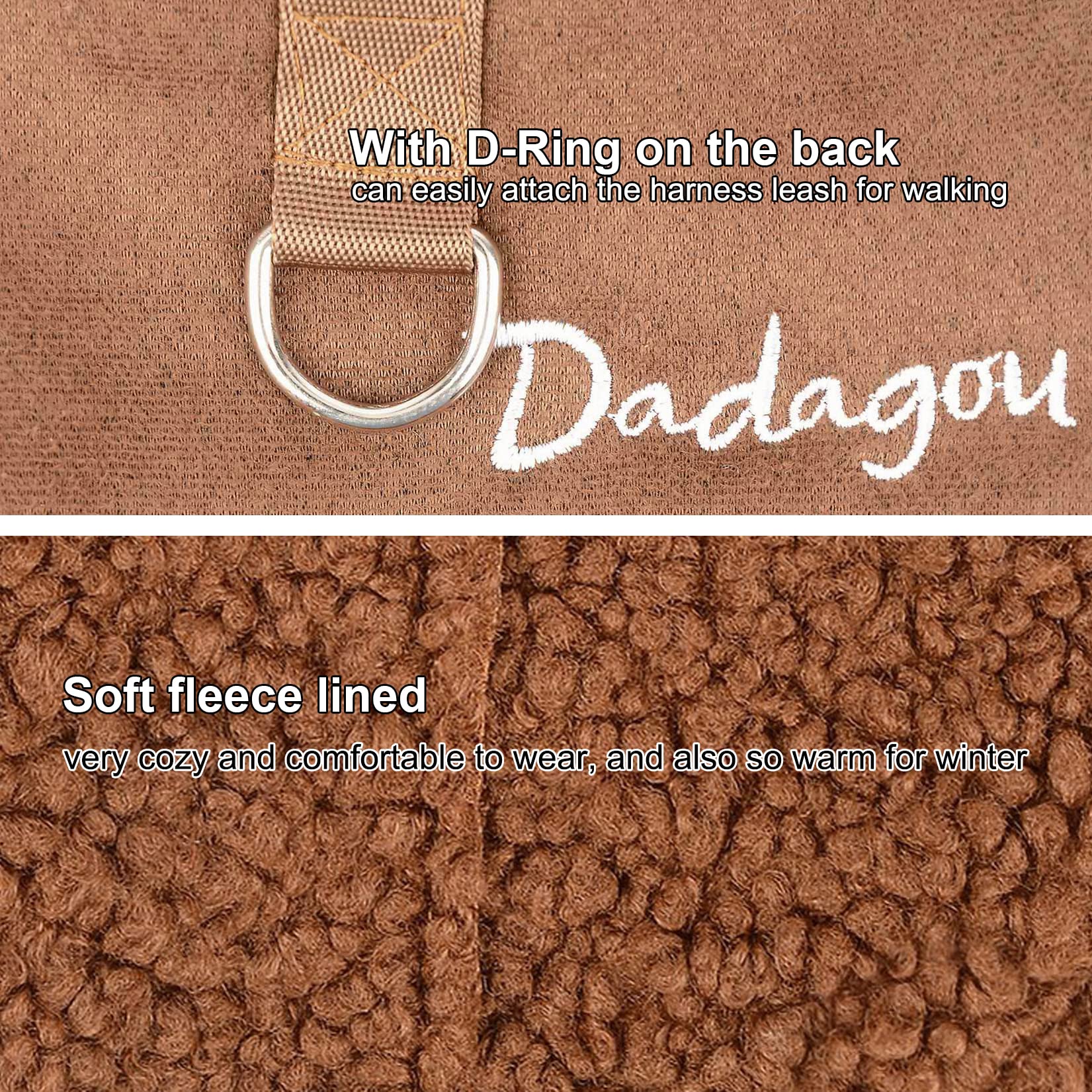 SMALLLEE_LUCKY_STORE Pet Faux Suede Jas Fuzzy Fleece Gevoerde Winter Jas met D-Ring voor Kleine Hond Kat Jongens Puppy Chihuahua Yorkie Warm Koud Weer Kleding, Bruin, XXL SMALLLEE_LUCKY_STORE Pet Faux Suede Jas Fuzzy Fleece Gevoerde Winter Jas met D-Ring voor Kleine Hond Kat Jongens Puppy Chihuahua Yorkie Warm Koud Weer Kleding, Bruin, XXL