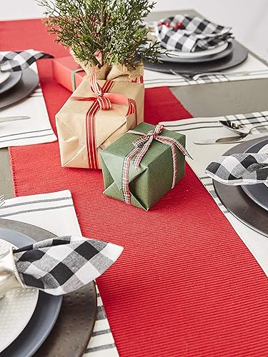 Miniatura 7 de DII Basic Everyday - Camino de mesa acanalado 100% algodón, 13 x 72 pulgadas, rojo tango