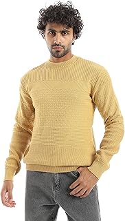 كنزة بولوفر من أندورا برقبة مستديرة للرجال، قصة عادية مصنوعة من الأكريليك، مخططة، مقاس كبير