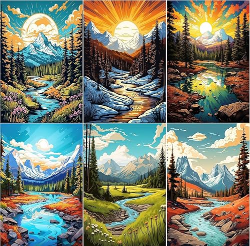 Miniatura 1 de Leatrice Paquete de 6 kits de pintura de diamantes, kits de pintura de diamantes para adultos, pintura de puntos de diamante de taladro completo,