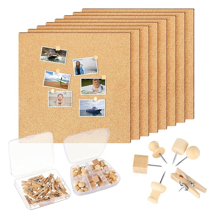 Buy 8 Pieces Wall Cork Tiles, Square 12 x 12 Inch Thick Cork Board