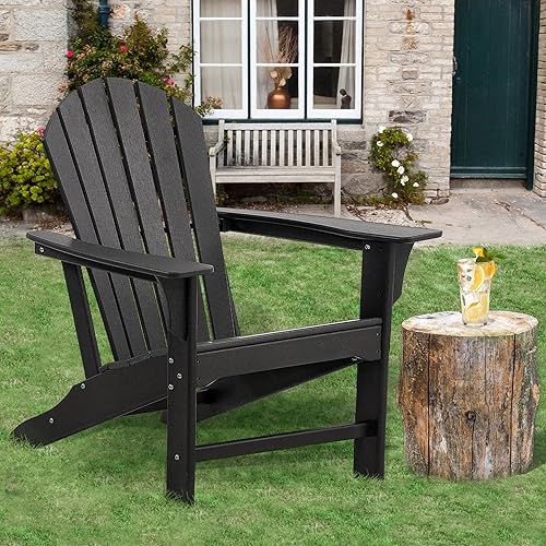 WENHAUS Silla Adirondack, sillas para hoguera, sillas de patio al aire libre, silla de cubierta de resina de plástico, silla de césped pintada