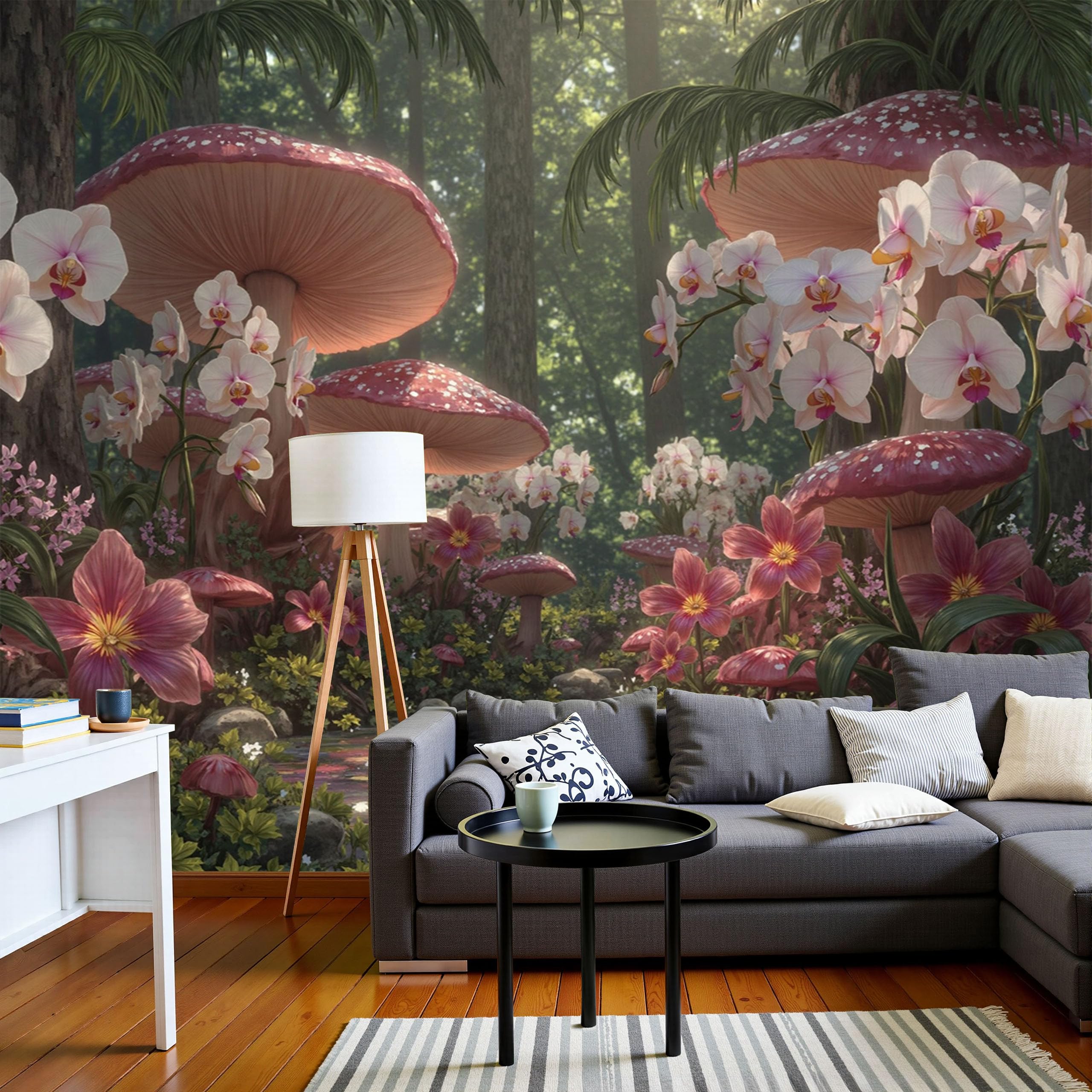 Fresque Murale 3D Champignons Fantastiques pour Salon et Chambre