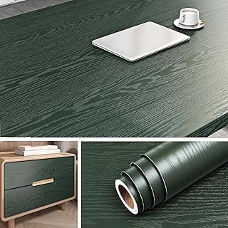 Livelynine Dark Green Peel and Stick Countertops Waterproof Wood Grain Contact Paper for Cabinets Desk Table Kitchen Counter Top Vinyl Wrap Renter Friendly Cabinet Wallpaper Self Adhesive 15.8x78.8