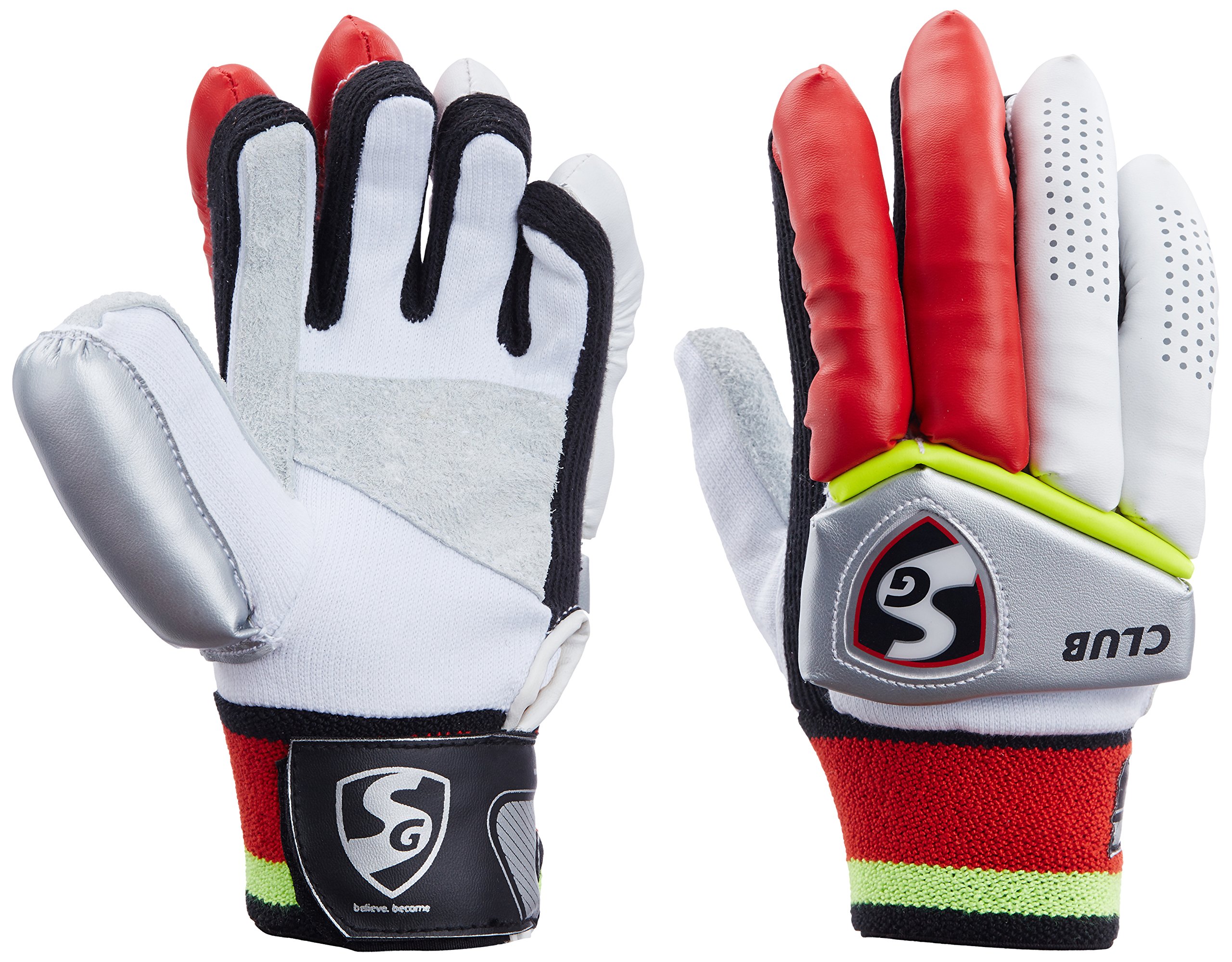 SGBatting Gloves Club | LH, Junior Size, Multicolor | Professional Grade Padded Gloves | Superior Finger Protection | Comfortable & Durable Wicketkeeper Gloves for Junior Cricketers