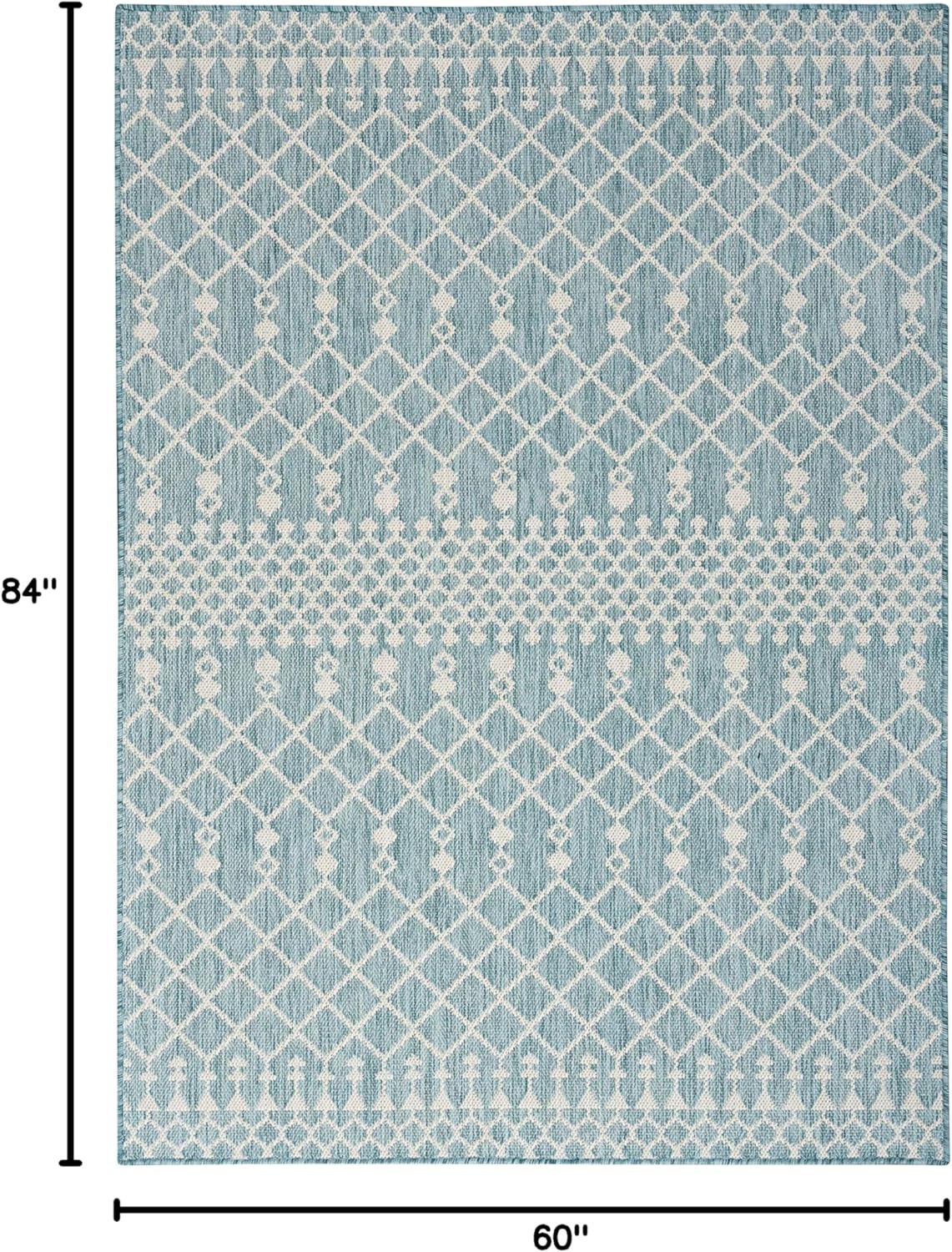 Aqua Moroccan Trellis Flatweave Synthetic 5' x 7' Area Rug