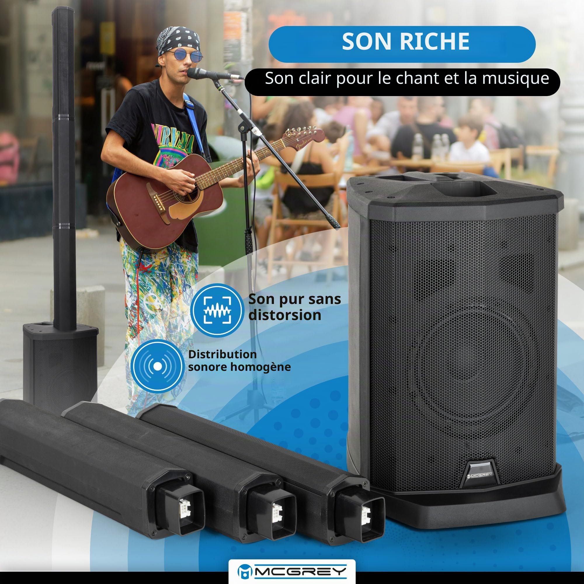 McGrey Enceinte en colonnes Actives Line Array Set stéréo E-208LA