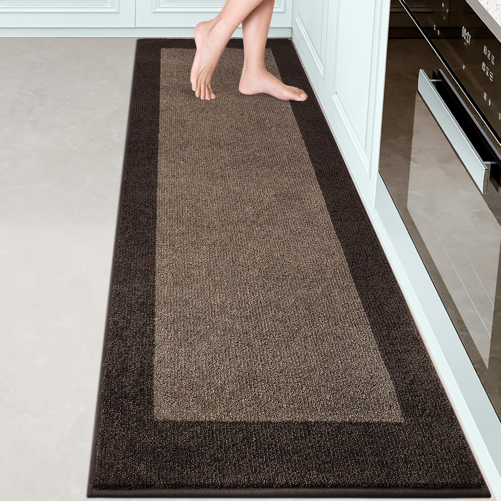 Machine Washable Kitchen Rug 24" x 84", Non Slip Kitchen Mat for Floor, Absorbent Entrance Runner Rug for Bedroom, Hallway, Bathroom, Door (Roll Packing)