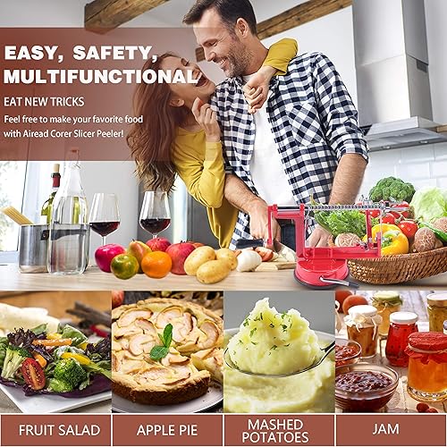 Miniatura 4 de Pelador de manzana, cuchillas de acero inoxidable, pelador de patatas y peras, duradero y resistente, herramienta de cocina mecánica de arranque