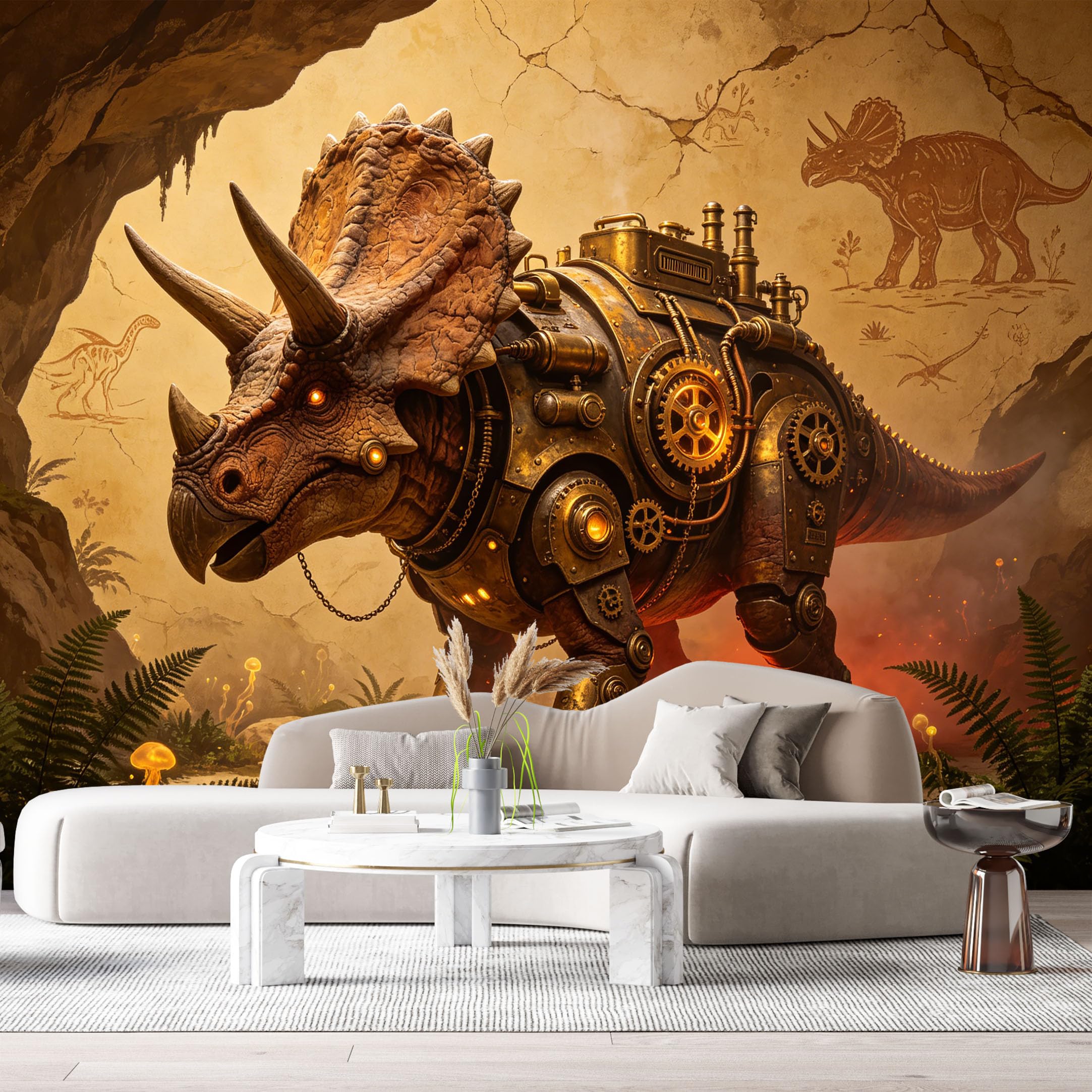 Custom Size Wall Mural Steampunk Beast Metal Armor Ancient Mech SciFi Industrial Style SelfAdhesive Art Prints Removable Large Wallpaper Esports Room Game Room Studio