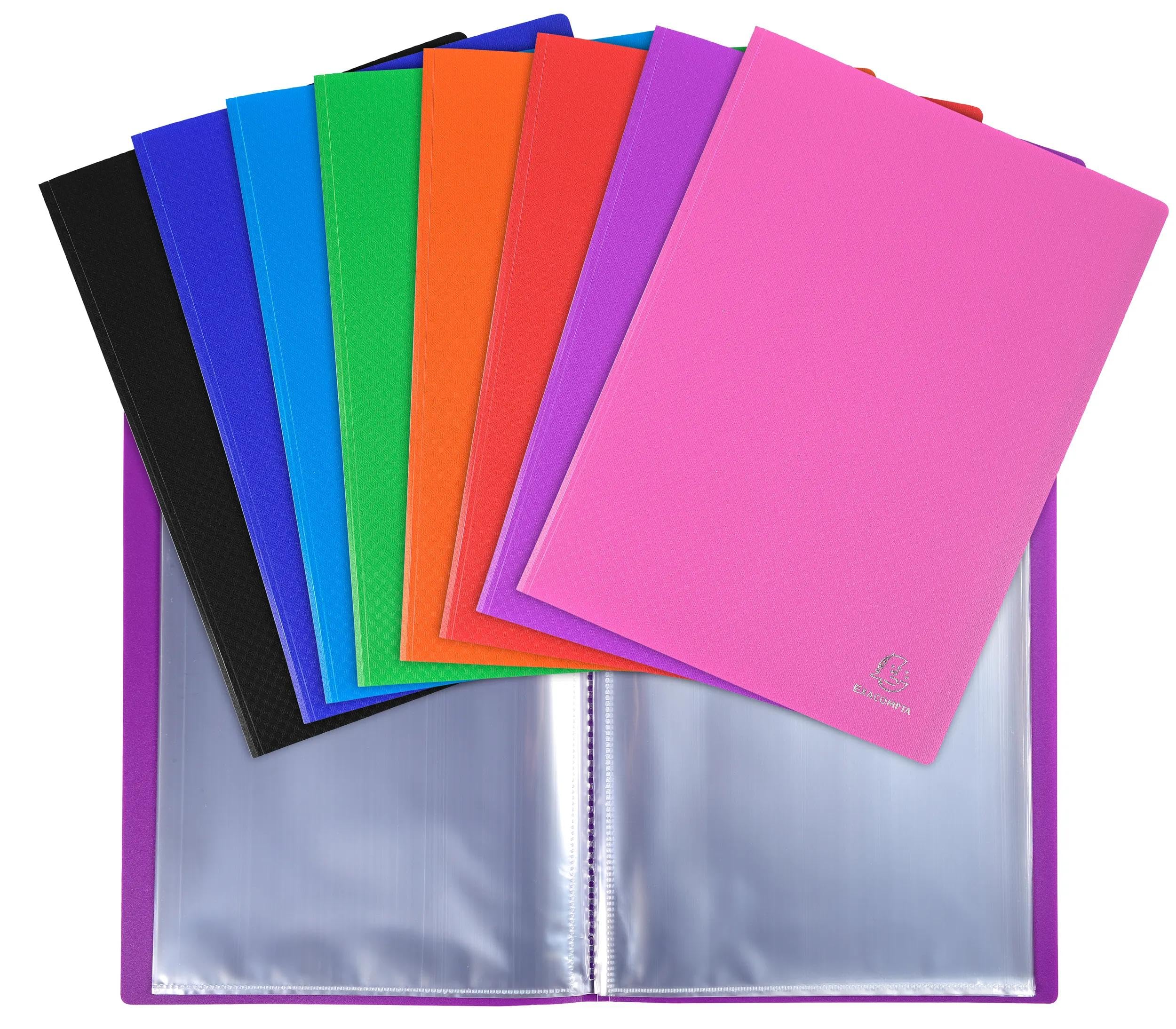 Exacompta 8840E 10er Pack Sichtmappe Opak aus blickdichtem Kunststoff für DIN A4 mit 40 Kristallhüllen perfekt für die Schule und das Büro Aktenhülle Prospekthülle farbig sortiert
