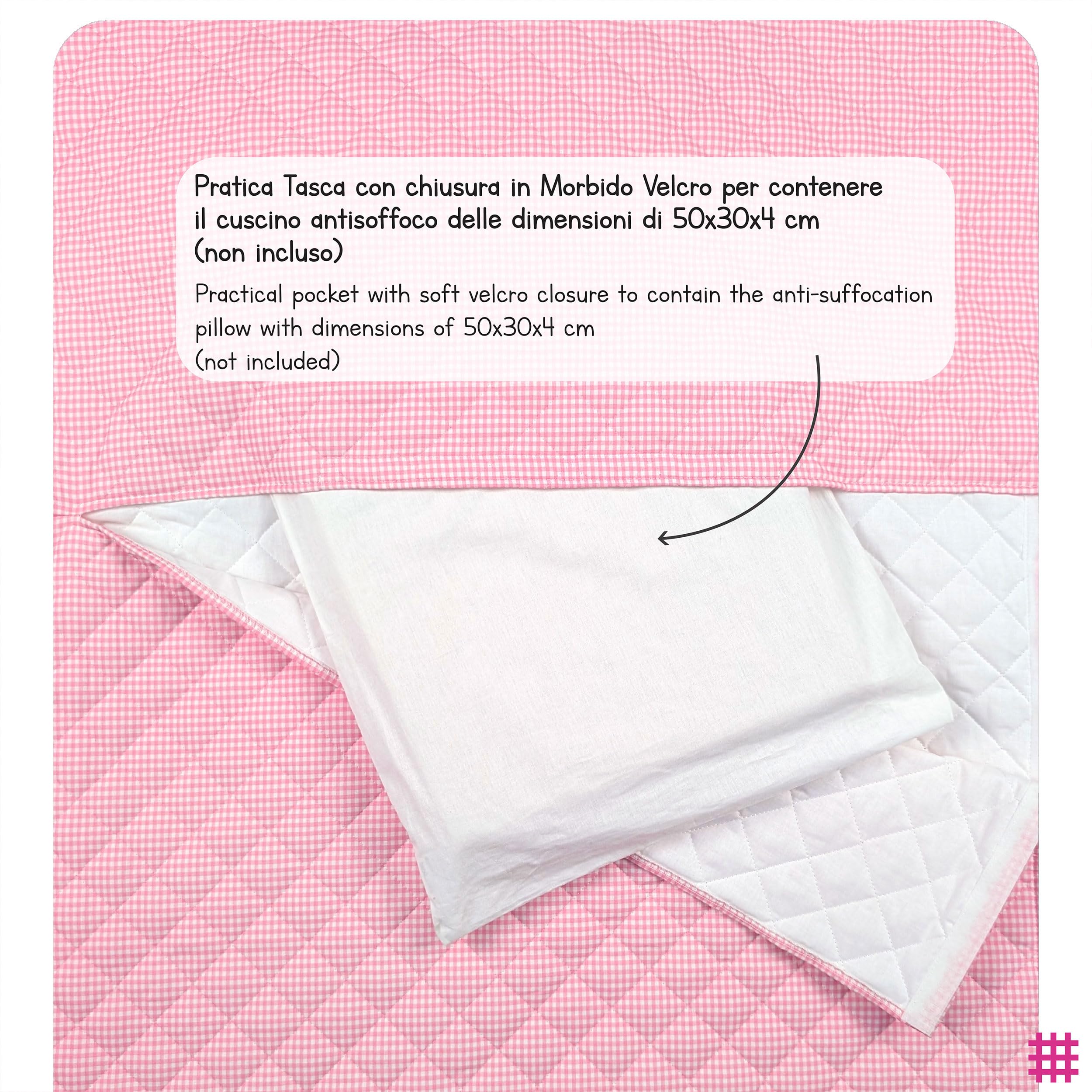 Panini Tessuti Saco de Dormir y Saco de guardería para bebés de 2 a 6 años - Tejido Acolchado 100% algodón, para Dormir en la guardería y en casa - Made in Italy (Saco de Dormir Cuadrados Rosas