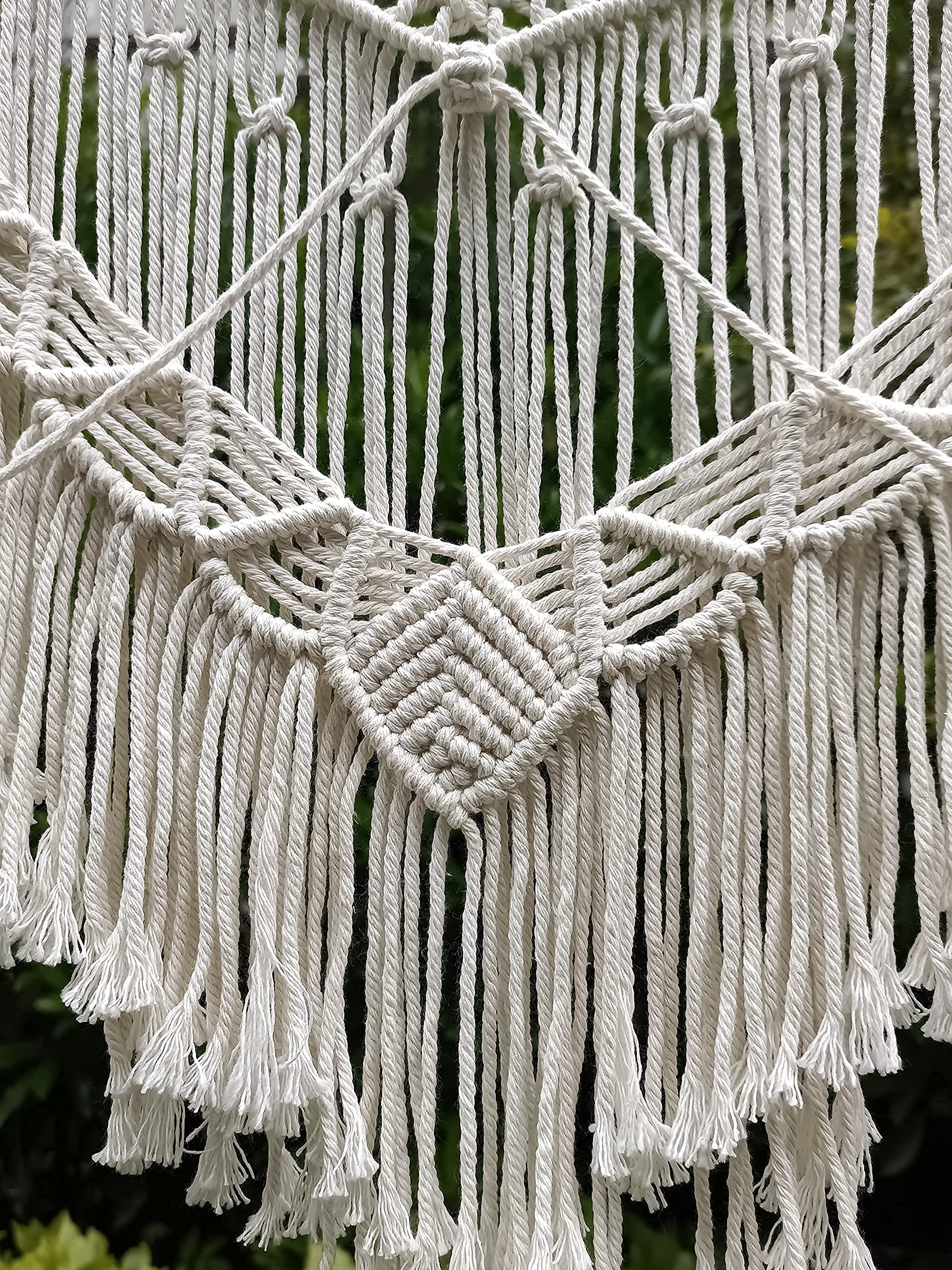 Gran macramé para colgar en la pared, decoración bohemia de boda para cenador/arco, cortina de puerta, telón de fondo de fotos, decoración de arte geométrico bohemio para el hogar, hermosa 9