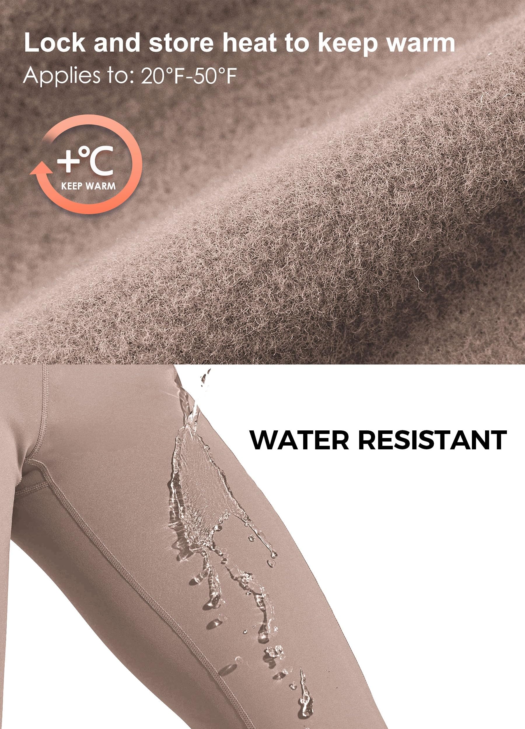 Willit Legging doublé en polaire pour femme - Résistant à l'eau - Pantalon d'hiver thermique taille haute pour yoga et course à pied avec poches