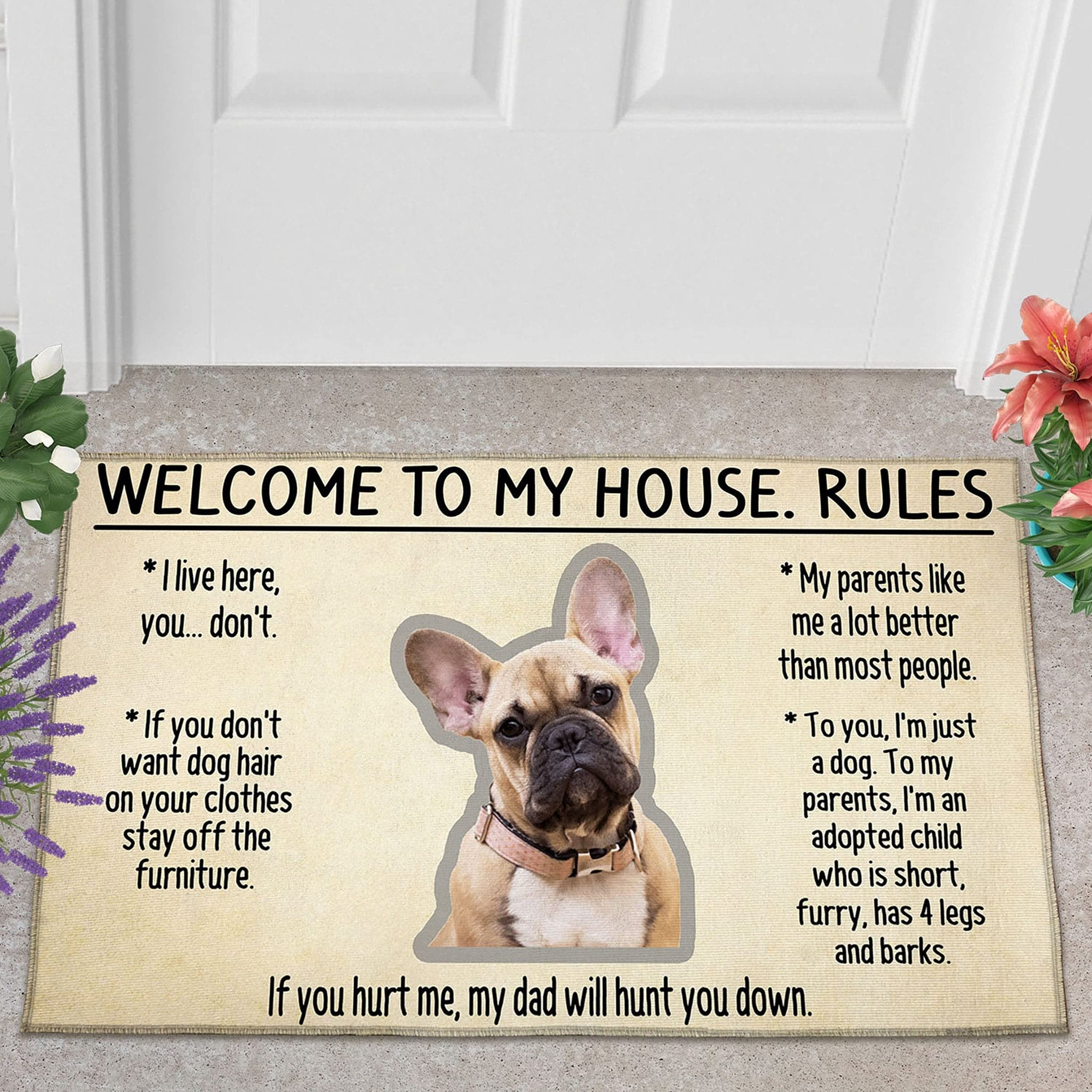 Ensound French Bulldog Welcome Mat 36x24 Inch Non-Slip, Funny Decor for Dog Lovers