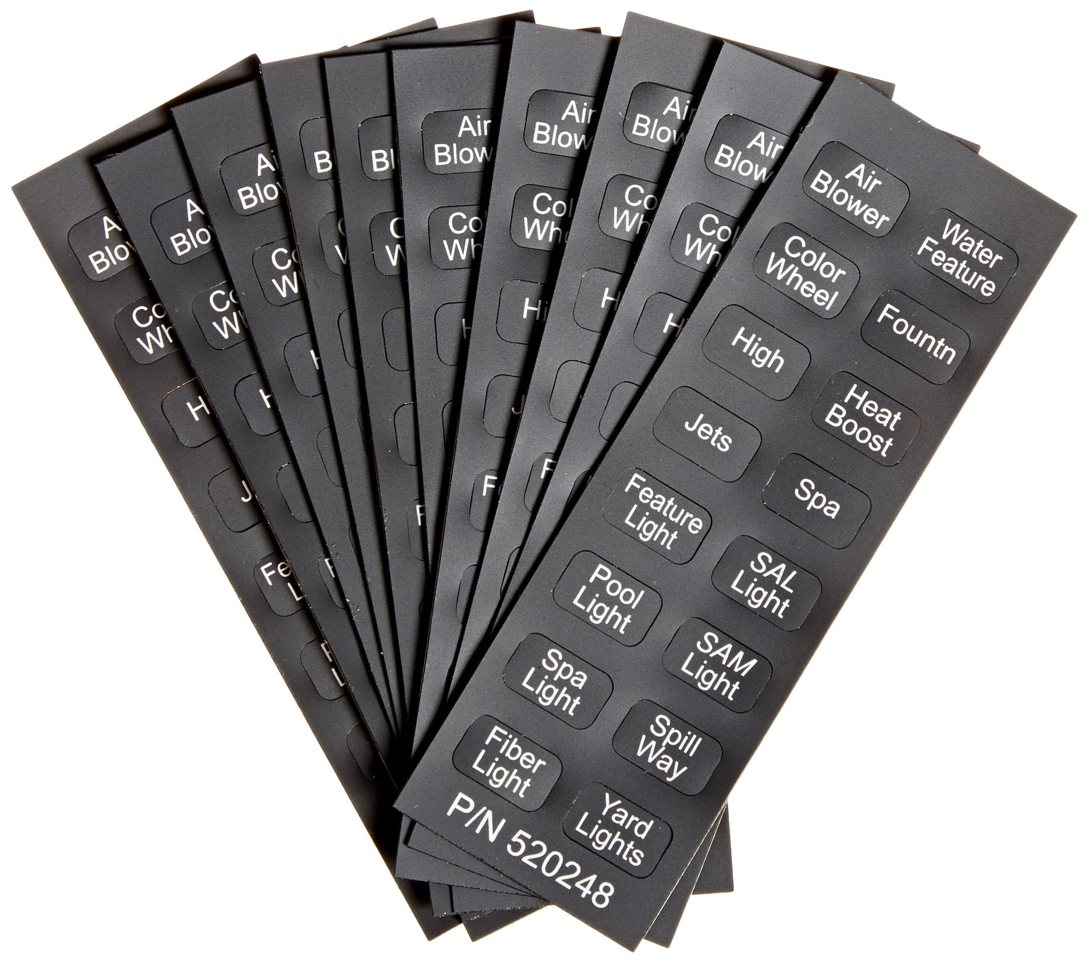 Pentair 520124 Quicktouch Wireless Remote Label Replacement Set Pool and Spa Control Systems, 10 Qty