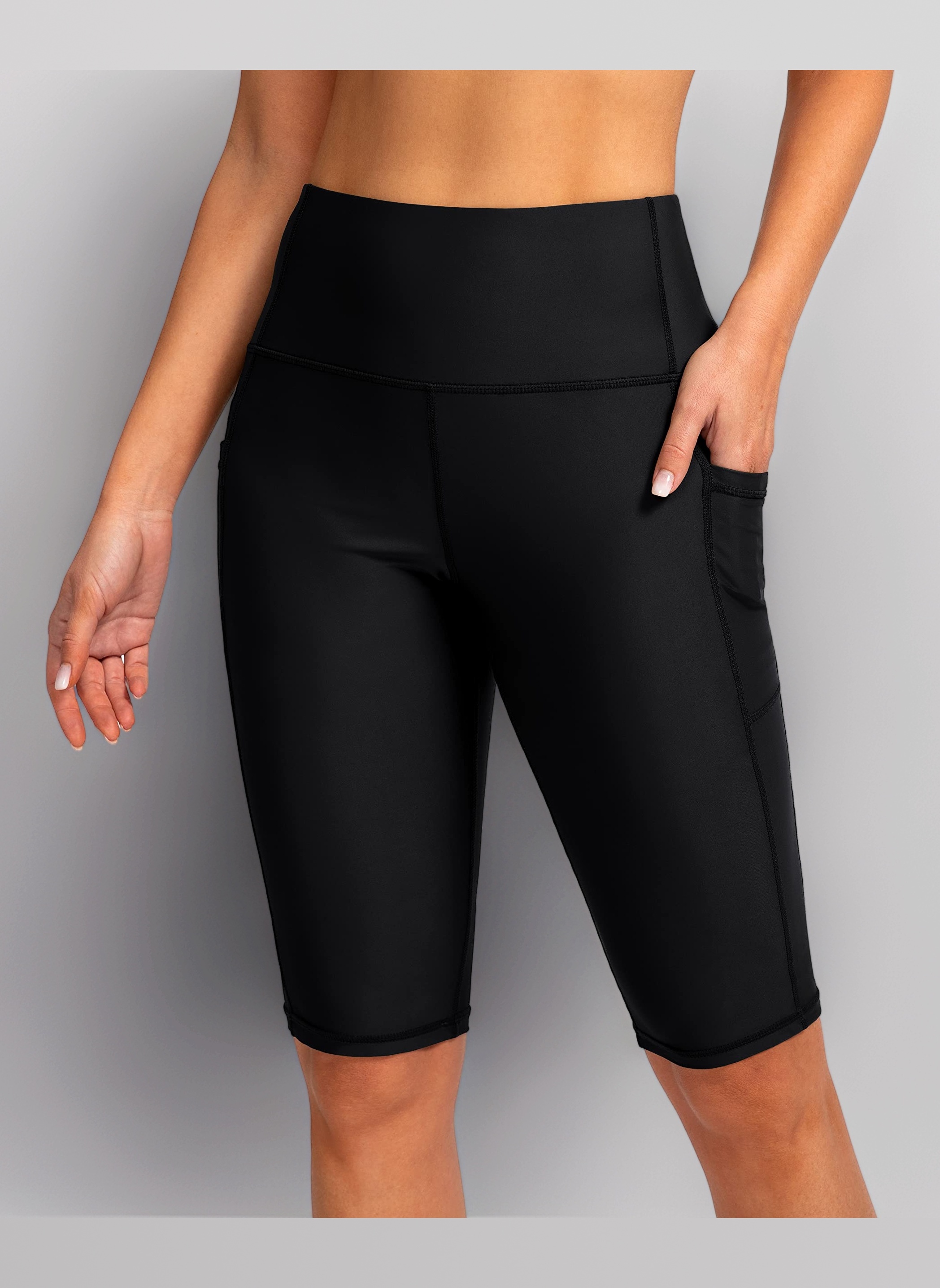 SANTINY Women's 8''/12'' High Waisted Swim Shorts with Pockets UPF50+ Long Board Swimming Shorts for Women with Liner