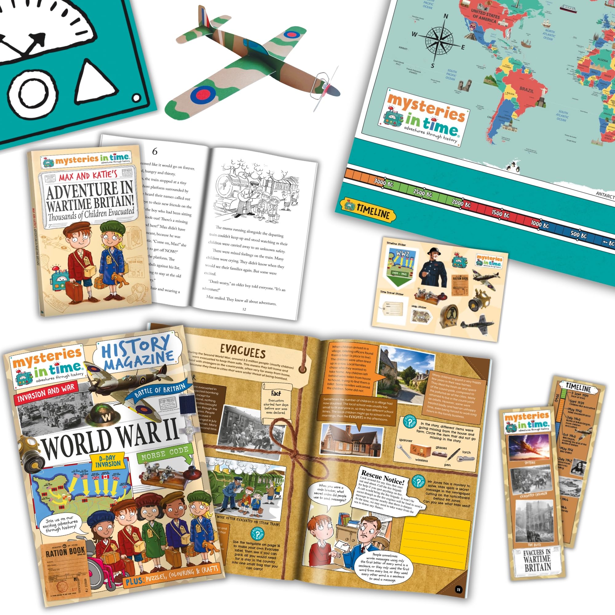 Mysteries in Time | World War 2 History Activity Pack | History Book for Kids | History Magazine & Activities | Actvity Packs for Kids Travel | Homeschool History | KS2 History Resource