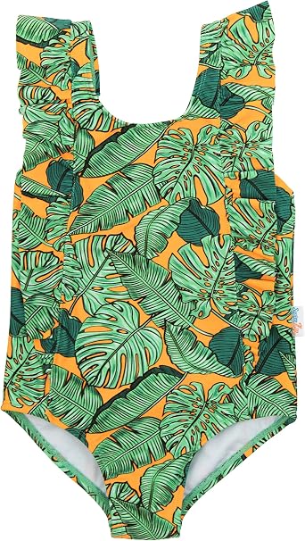 SwimZip Girls Ruffle One-Piece Swimsuit with UPF 50+ Sun Protection