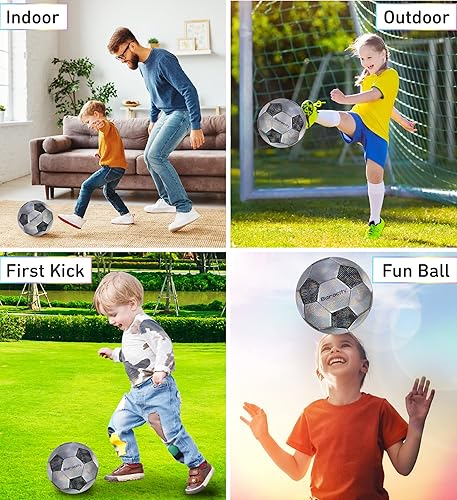 Miniatura 3 de Balón de fútbol  Pelota oficial de primera calidad para niño y niña con genial patrón hexagonal iridiscente iridiscente de arcoíris, duradero, para