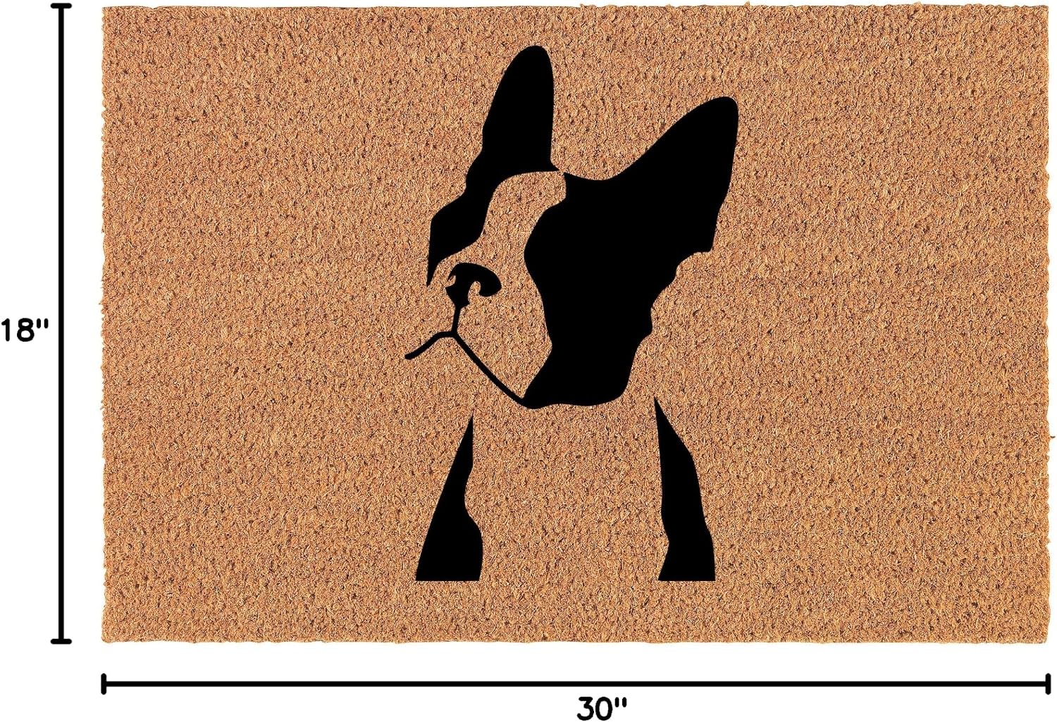 Coir Doormat Front Door Mat New Home Closing Housewarming Gift Boston Terrier Face (30" x 18" Standard)