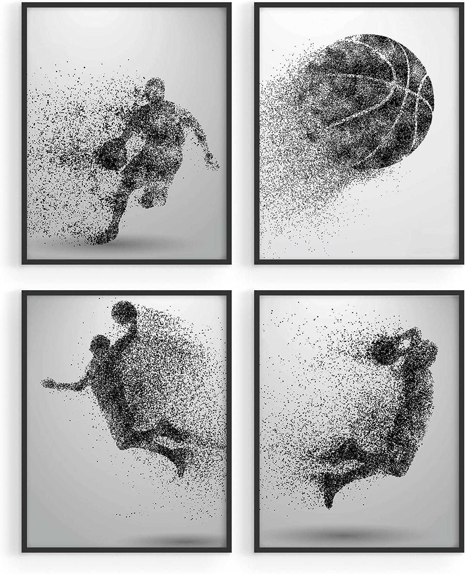 Summit Designs Basketball Wall Art Prints - Particle Silhouette โ Set of 4 (8x10) Unframed Poster Photos - Bedroom - Man Cave Decor