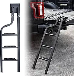 KEWISAUTO Escada dobrável de 106 cm para caminhonete, escada universal dobrável de alumínio para caminhonete, acessórios de caminhonete