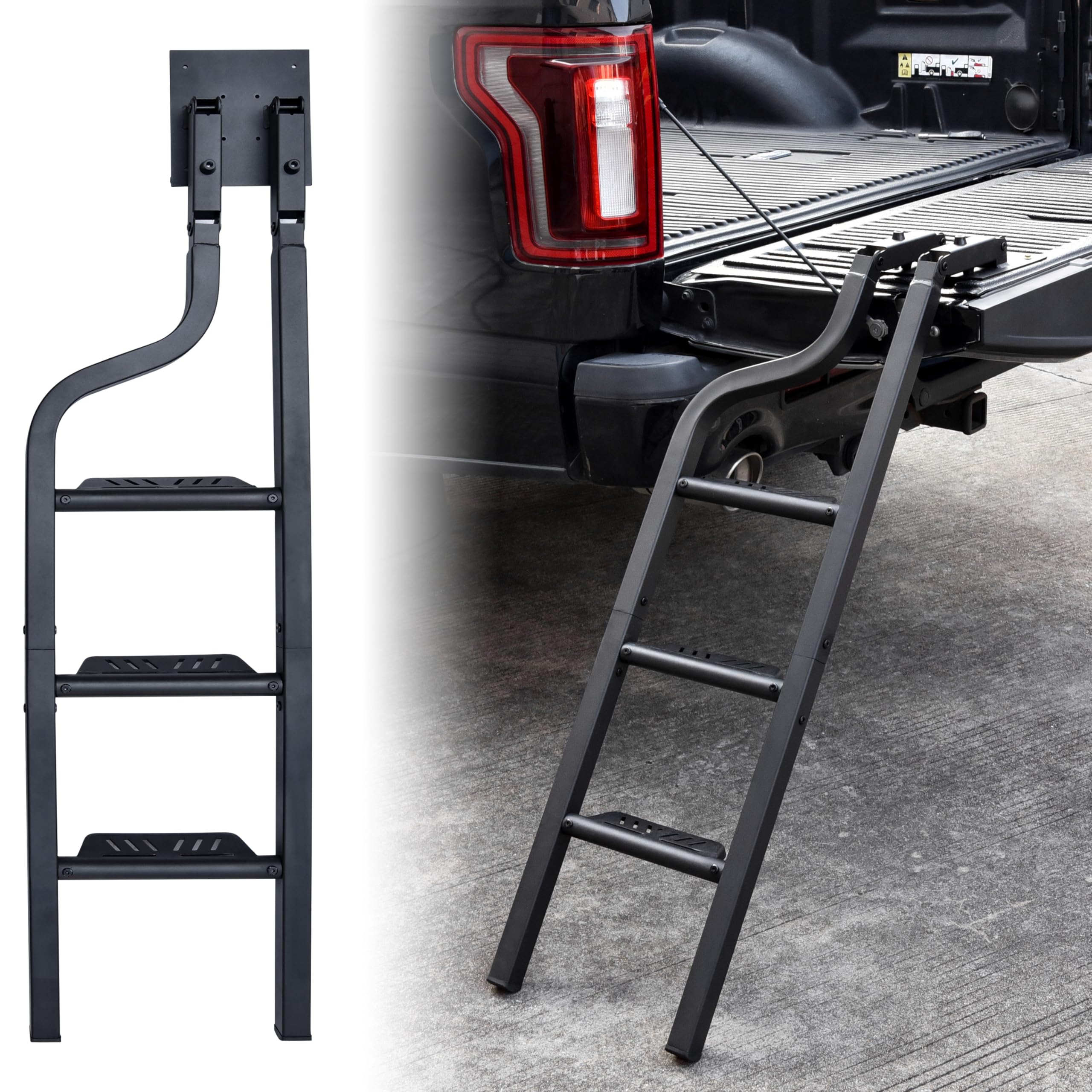 KEWISAUTO Foldable Pickup Truck Tailgate Ladder, 45" Heavy Duty Universal Folding Tailgate Step Ladder for Ford F250, Dodge RAM 2500 etc. Pickup Truck