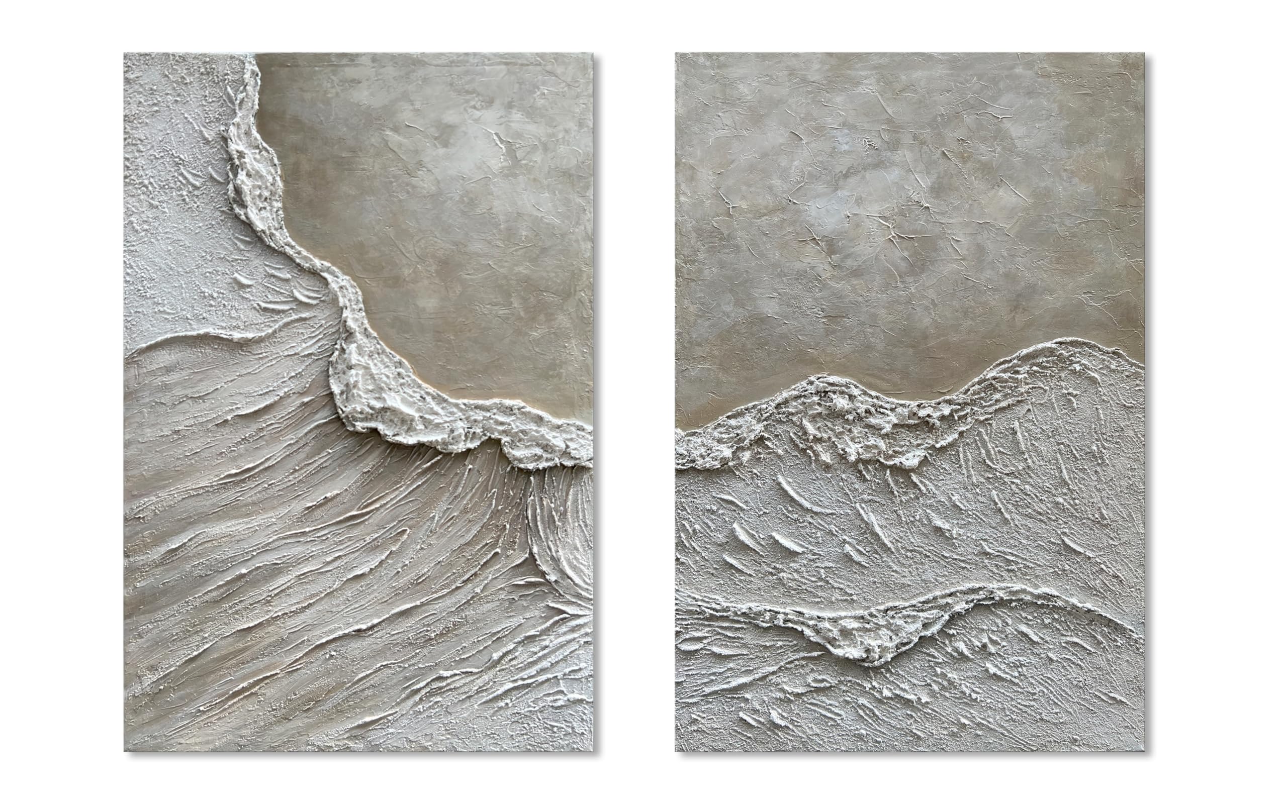 NANKAI Art Hand Painted Wave Landscape Oil Painting Contemporary Abstract Wall Art Deco 36x24 inches x2