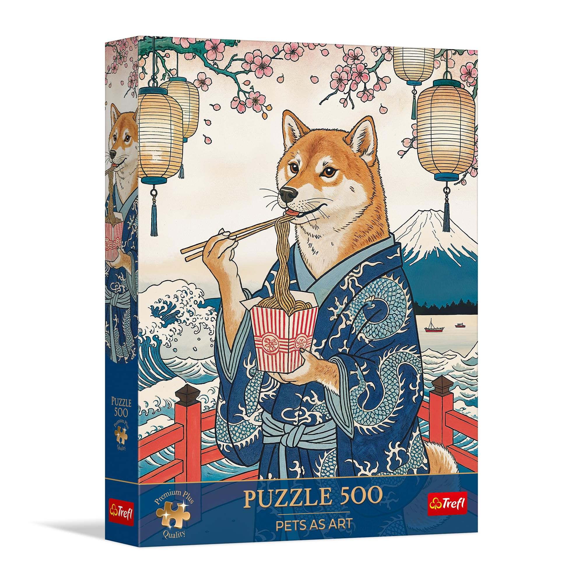 Trefl Premium Plus Quality Pets as Art: Shiba's Pasta Meditation Puzzle - 500 Pieces - Timeless Motifs Series - Perfect Combination of Pieces, for Adults and Children Aged 10+