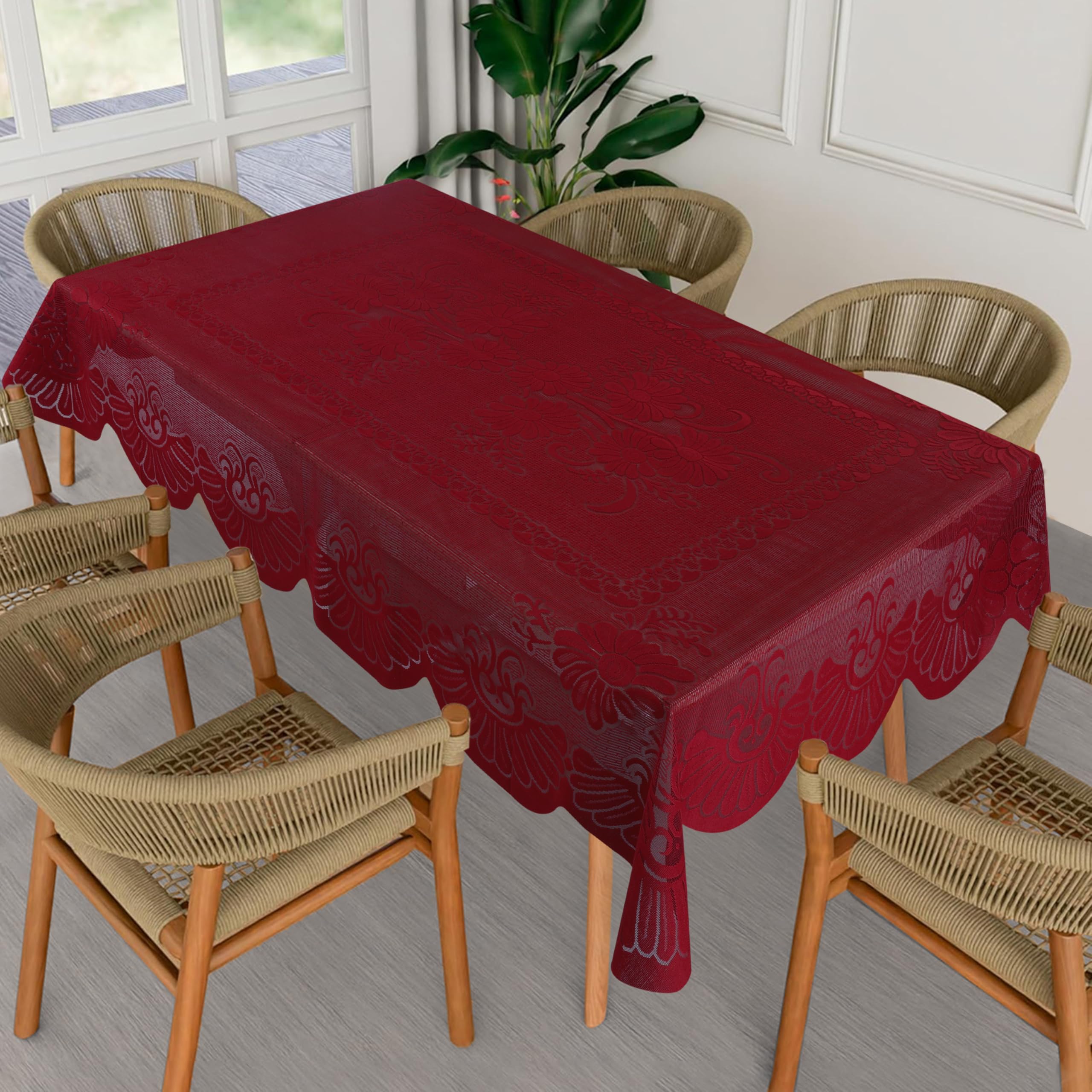 Homerz Premium 6-8 Seater Dining Table Cloth, Cotton Table Linen, Royal and Durable Cover (Dullberry Maroon, 60x90 inch- 6-8 Seater)
