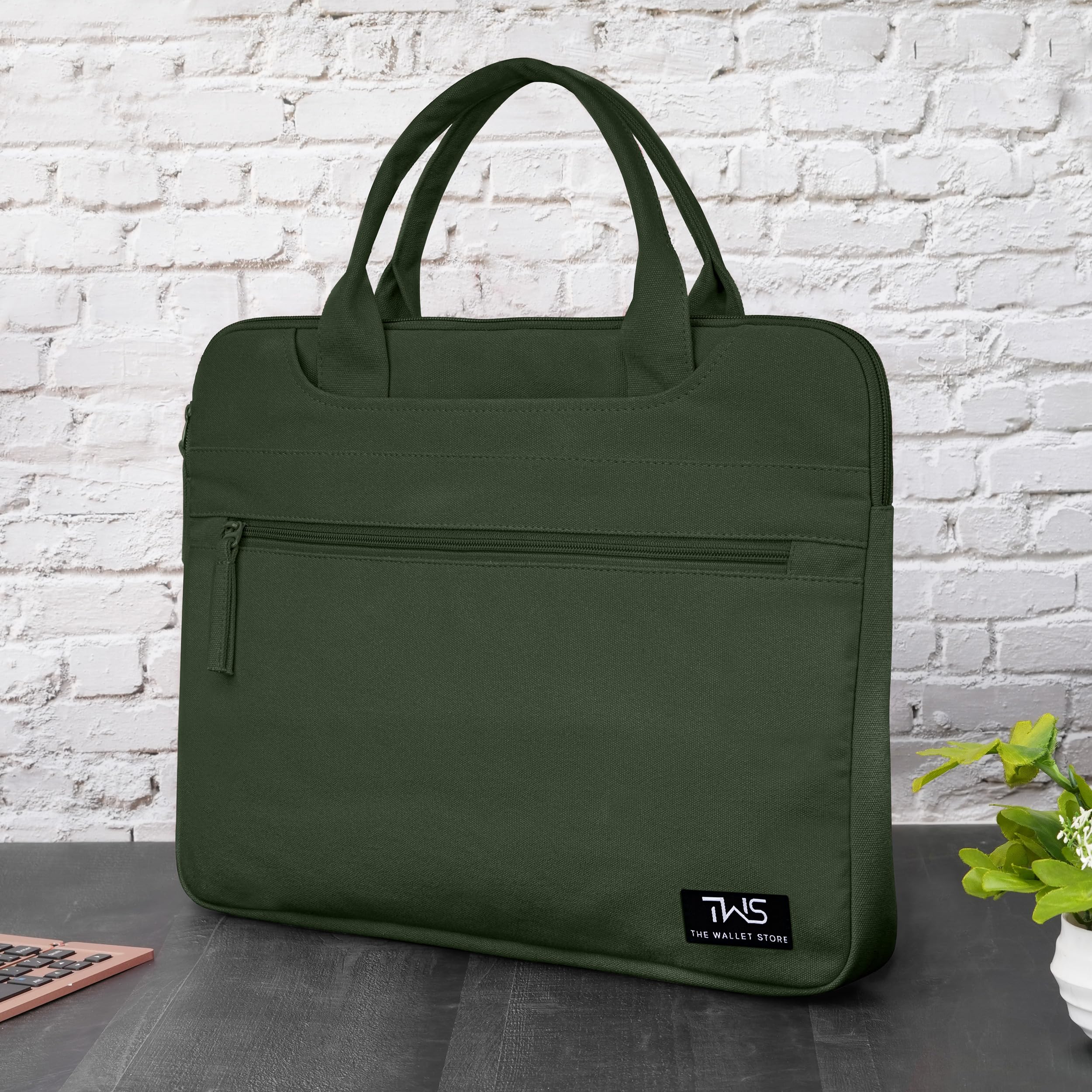 The Wallet Store EcoCarry Canvas Laptop Bag - Olive - 15 Inch