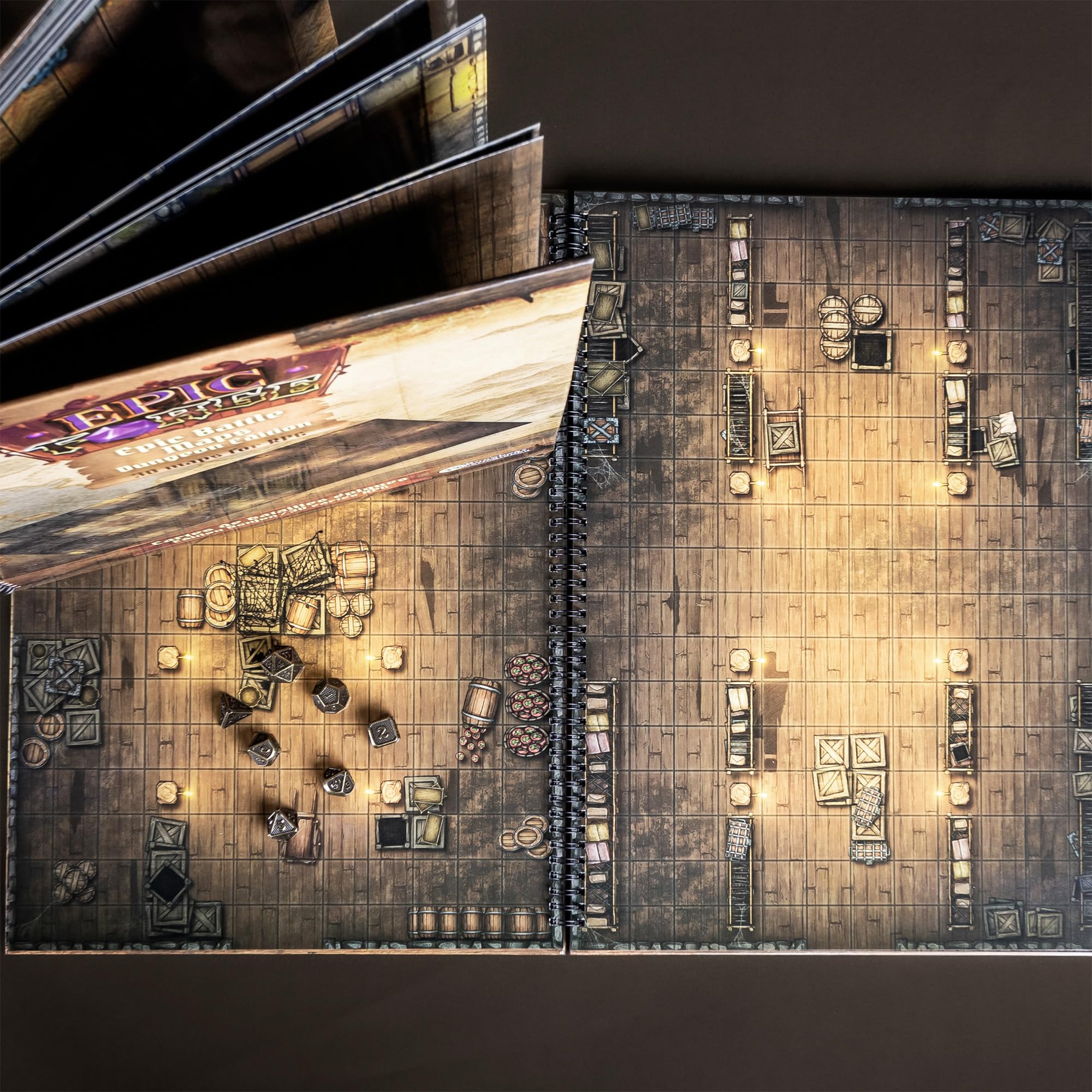 Epic Forge - Tablero de Mesa para Juegos: Mazmorras (305 x 420 mm), Formato A3, Rojo y marrón
