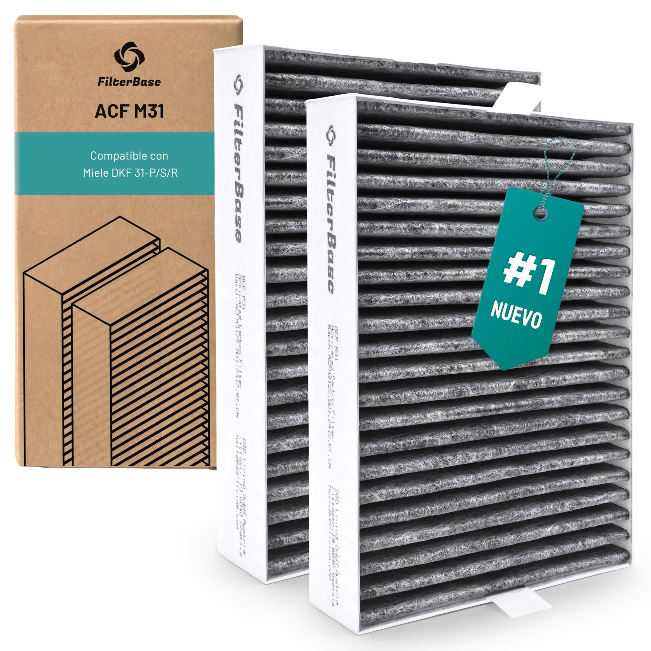 FilterBase Filtro de carbón activo Miele DKF 31-P compatible con campana extractora