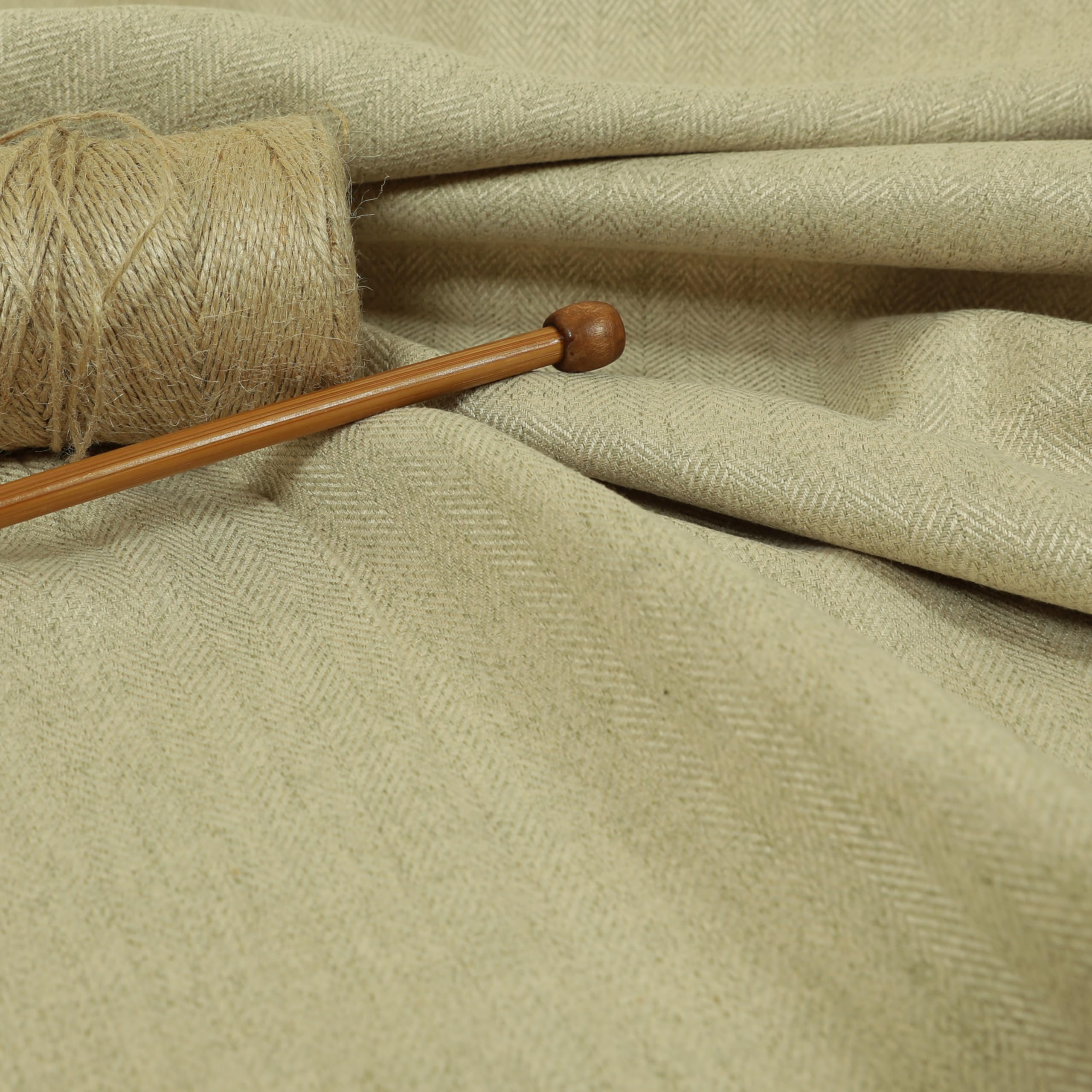 Redbrick Mill Fabrics Flame Retardant Furnishing Soft Beige Herringbone Chenille Textured Hardwearing Upholstery (Per Metre) โ image 1