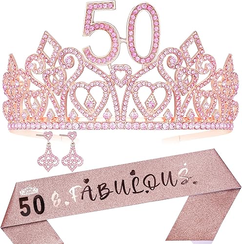 Regalos geniales para cumpleaños 50, tiara de cumpleaños número 50 para mujer, banda y corona de cumpleaños 50, corona de cumpleaños número 50 para