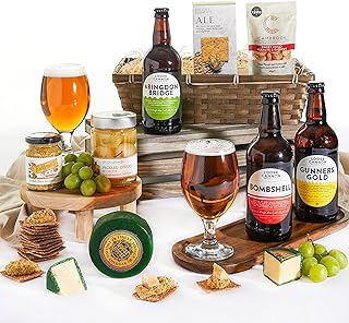 Ploughmans Beer & Cheese Hamper - Craft Beer Hampers Plus Savoury Premium Snacks - Real Ale & Cheese Gift Basket & Hampers - Birthday Gifts For Men, Fathers Day, Hampers For Men, By Clearwater Hampers