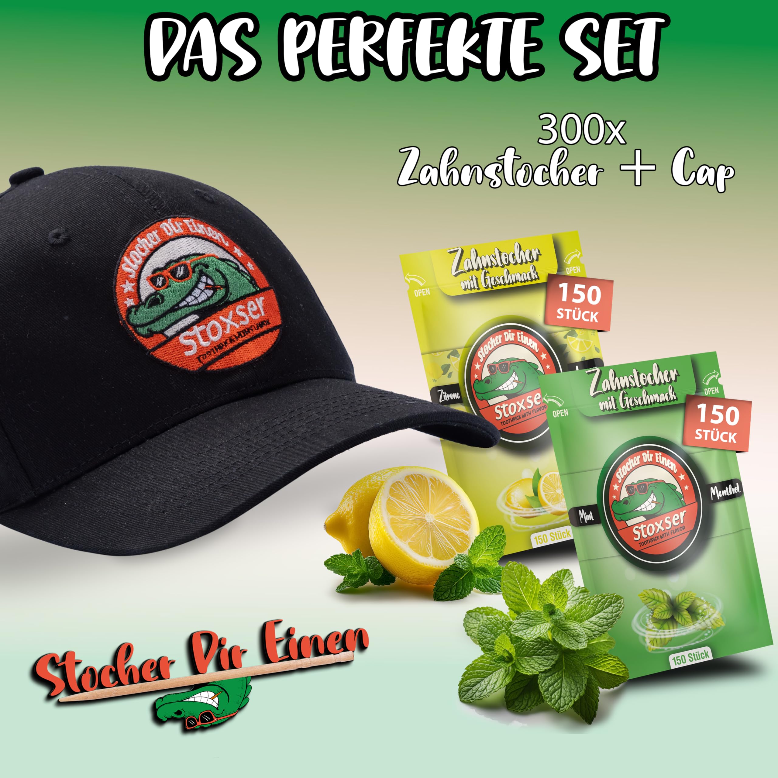 Capuchon noir avec 300 cure-dents au goût cure-dents, pas de chewing-gum, convient pour le dentifrice, la brosse à dents, le détartrant, le fil dentaire, le fil dentaire, sans sucre (noir)
