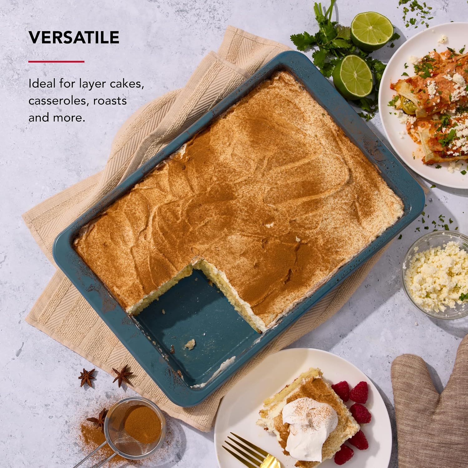 KitchenAid Nonstick Swiss Engineered Aluminized Steel Cake Pan, Dishwasher Safe, Agave, 9 x 13 Inch - Image 3