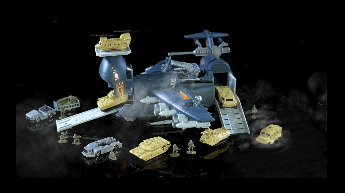Jouet Militaire Avion Et Porte-avions – Set Avec Char, Sous-marin, Jet, Camion, Soldats – Véhicules Friction – Cadeau Enfant