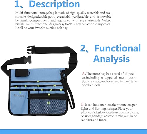 Vista 60 de Bolsa de almacenamiento de enfermera Bolsa de almacenamiento multifuncional para enfermeras, kit médico Bolsa de cintura práctica bolsa de SL46BH