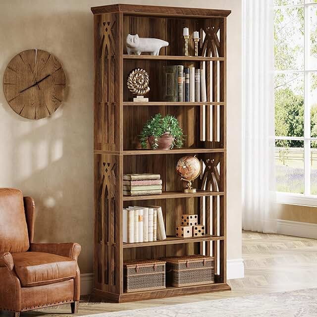 Tribesigns 6-Tier Bookshelf, 75-Inch Tall Bookcase, Large Bookshelves an...