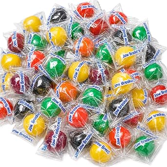 Assorted Jawbreakers 1 lb Bulk Bag | Cherry, Orange, Lemon, Lime & Grape | LongLasting Hard Candy | Individually Wrapped | Party Favors, Pinata Filler, Candy Jar Treats