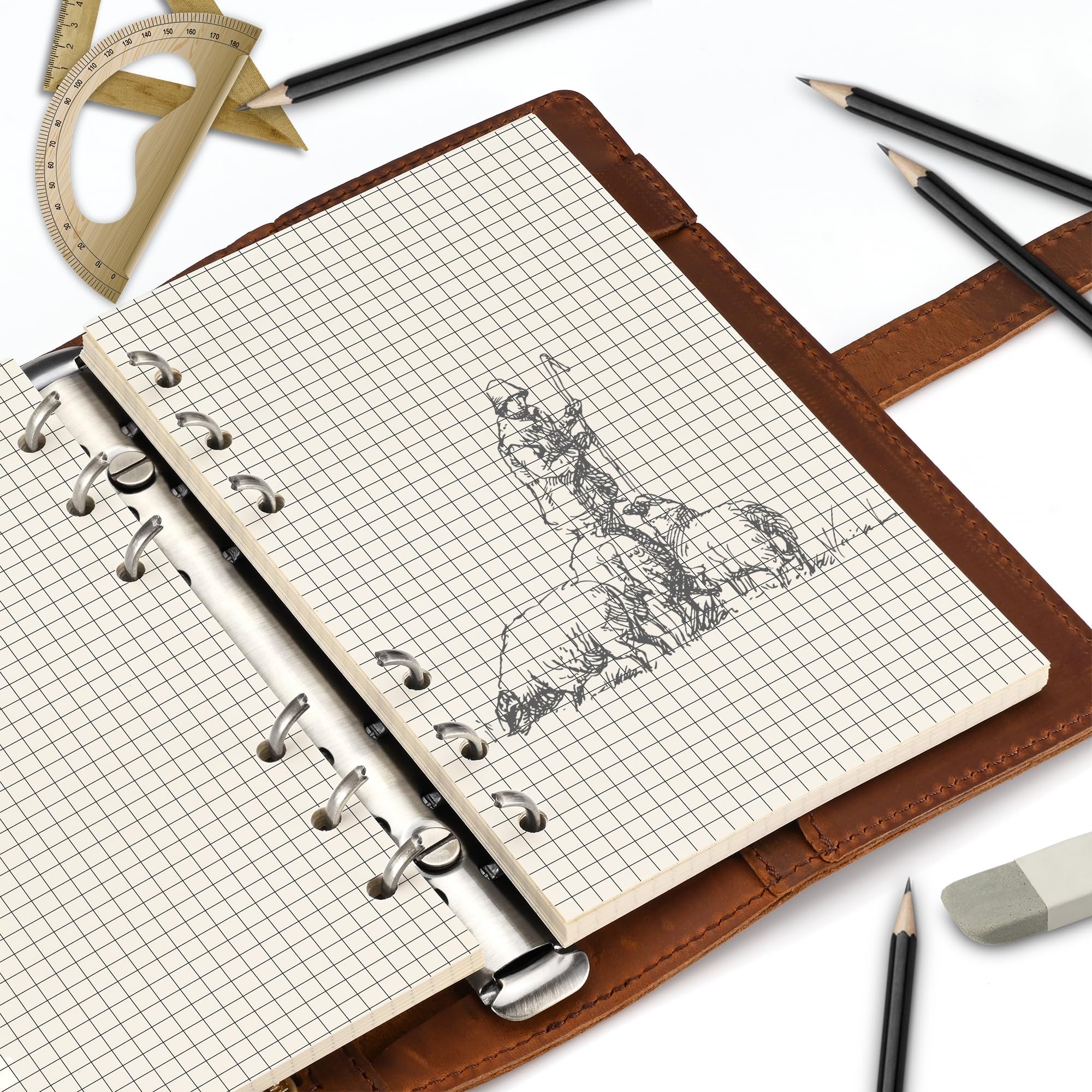 Carta Ricarica A6 Righe Per Filofax - 160 Pagine Beige Forate 6 Buchi 100g/m² - Foto 6