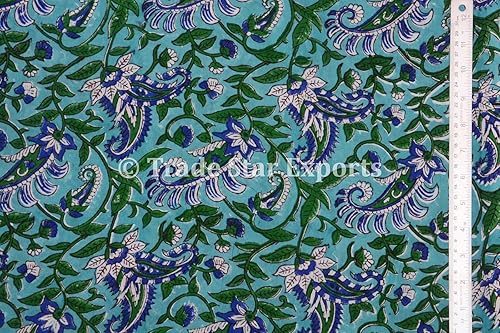 Miniatura 9 de The Yard - Tela estampada a mano de 3 yardas, tela 100% algodón para costura, manualidades, costura, correr, teñido natural, tela con estampado